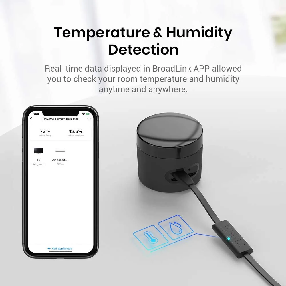 BroadLink RM4 mini — mando universal por infrarrojos WiFi con sensor de temperatura y humedad — imagen 3