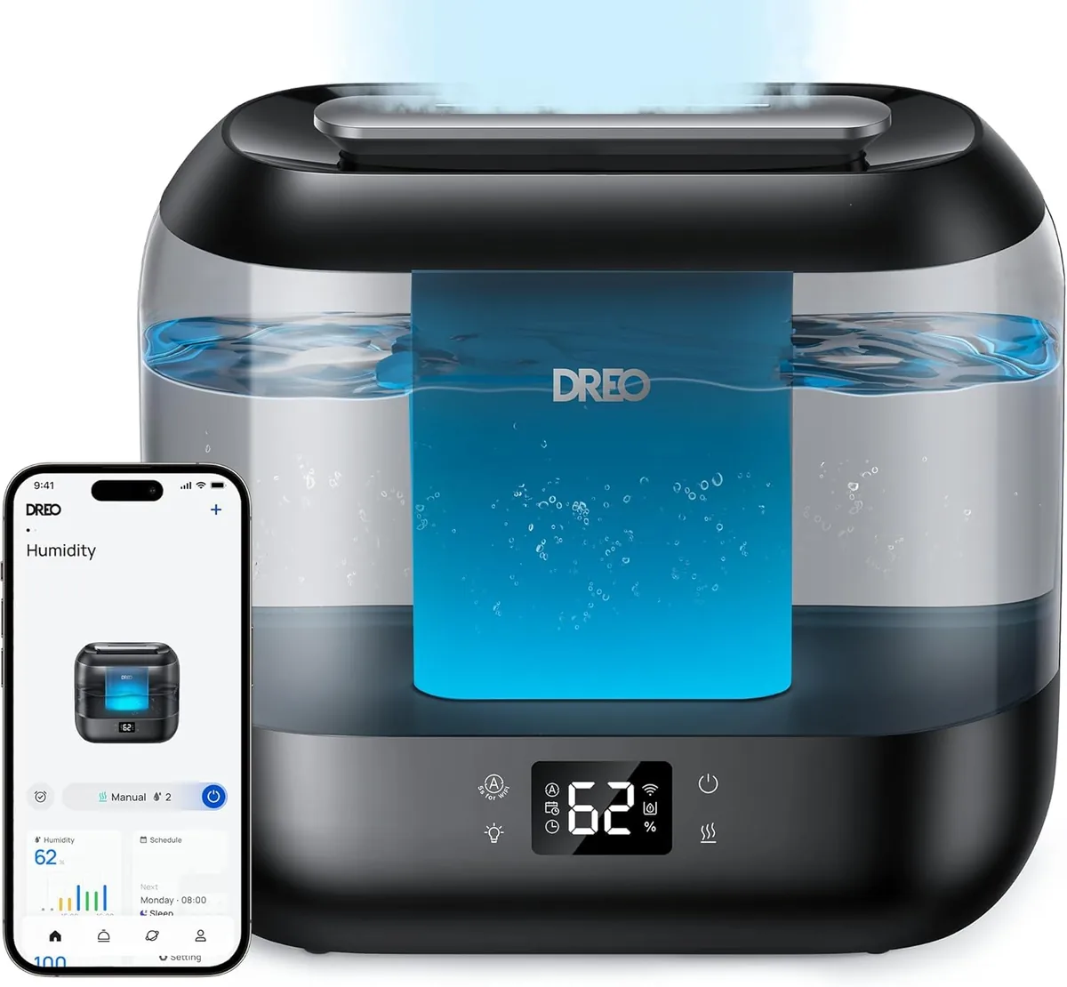 Dreo — humidificador inteligente de vapor frío 4 L con WiFi y control por voz