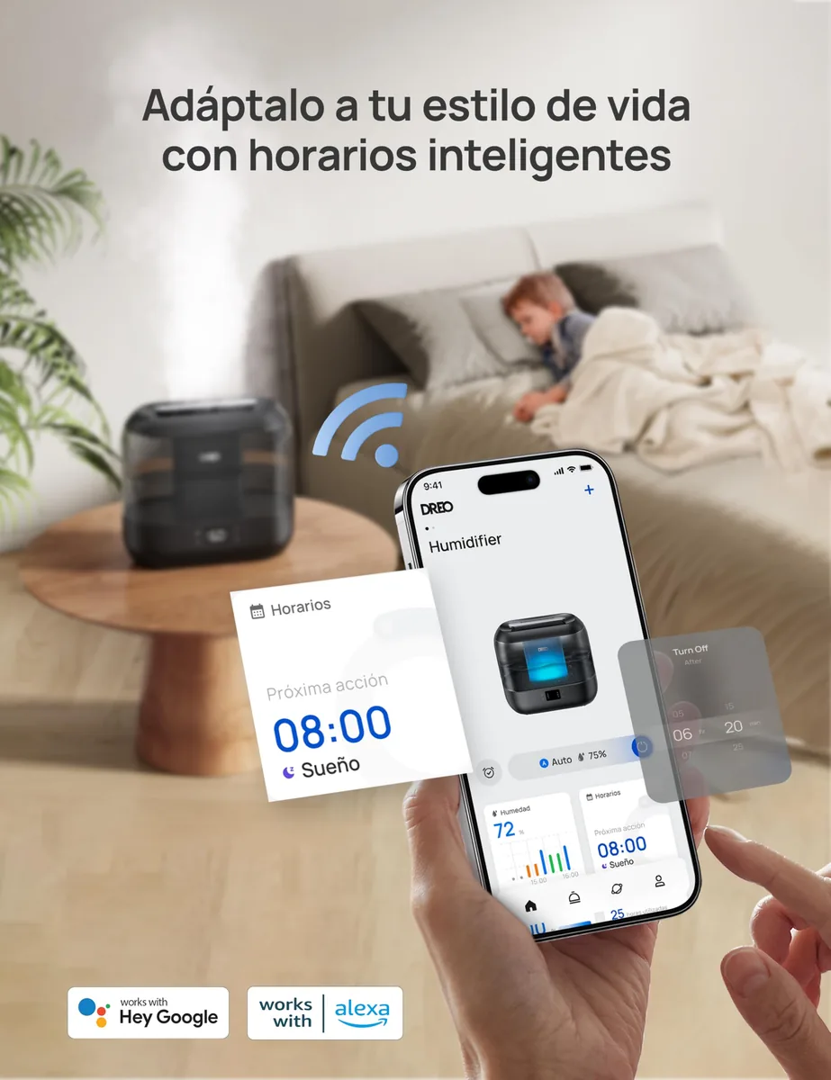 Dreo — humidificador inteligente de vapor frío 4 L con WiFi y control por voz — imagen 3