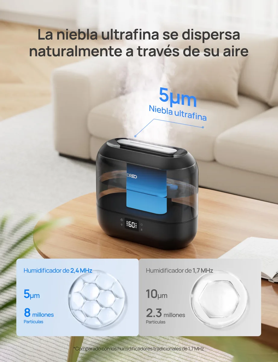 Dreo — humidificador inteligente de vapor frío 4 L con WiFi y control por voz — imagen 6