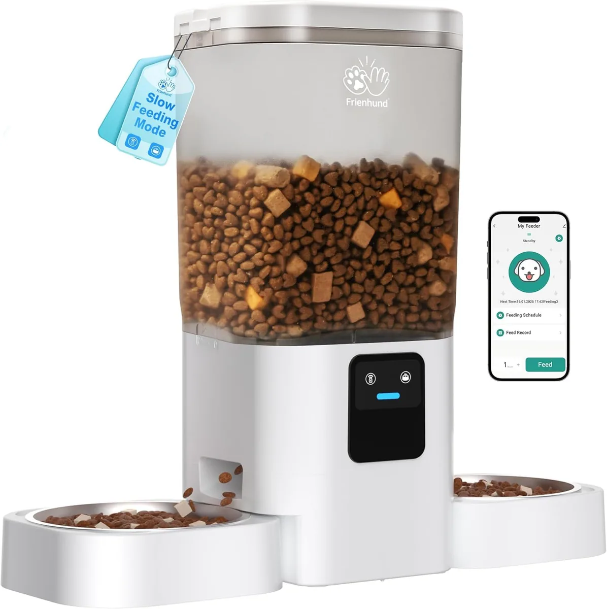 Frienhund — comedero automático doble de 7 L con WiFi de doble banda y app