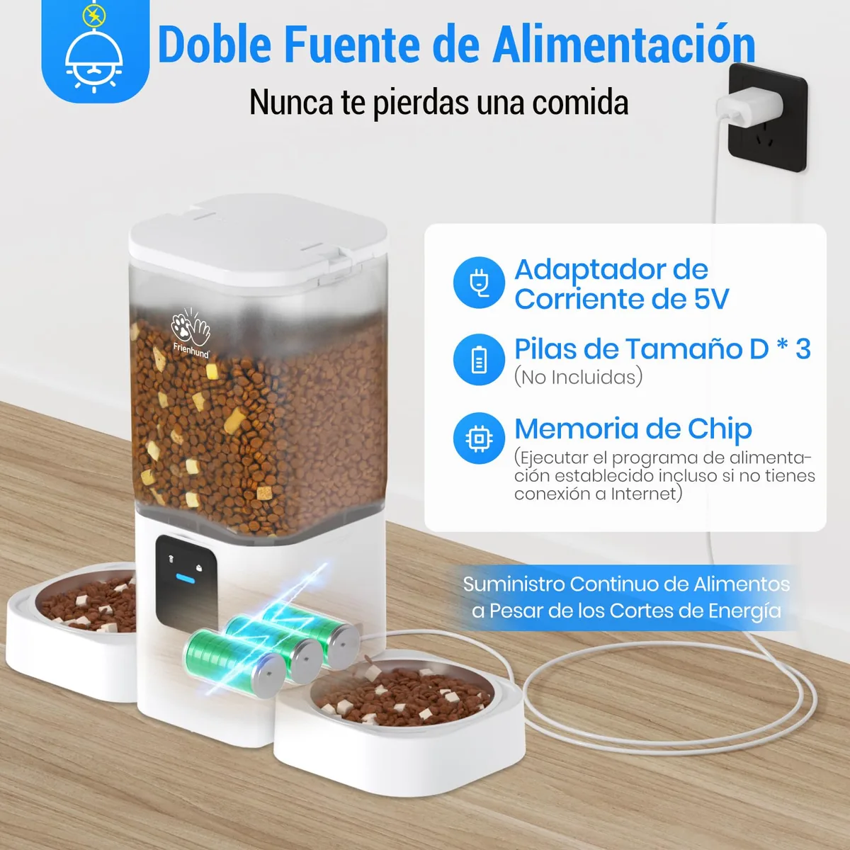 Frienhund — comedero automático doble de 7 L con WiFi de doble banda y app — imagen 8