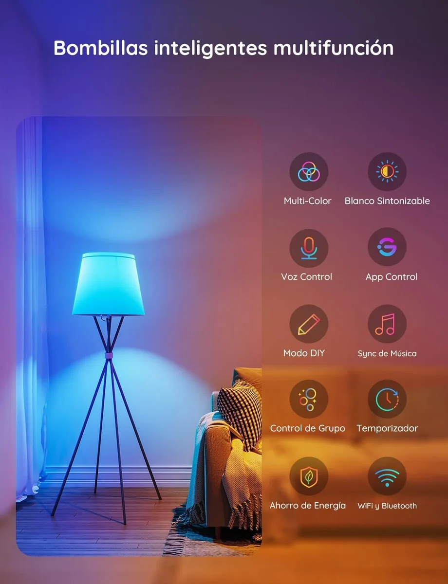 Govee Bombilla LED E27 RGBWW WiFi + Bluetooth (pack de 4) — imagen 6