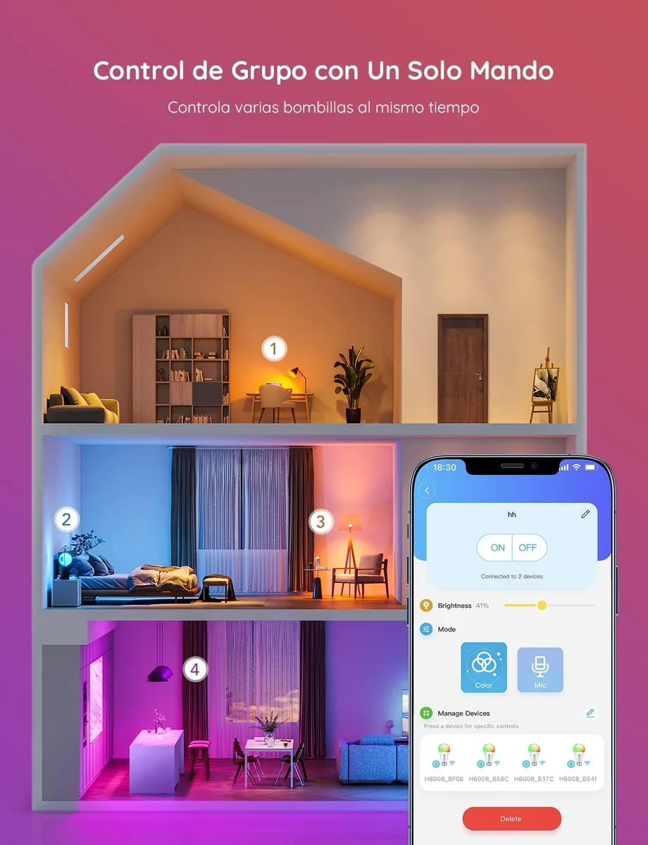 Govee Bombilla LED E27 RGBWW WiFi + Bluetooth (pack de 4) — imagen 7