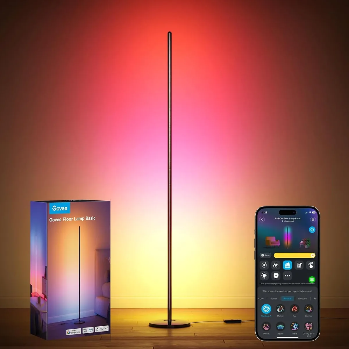 Govee Lámpara de Pie RGBIC LED (H6076) — 136 cm, con Matter
