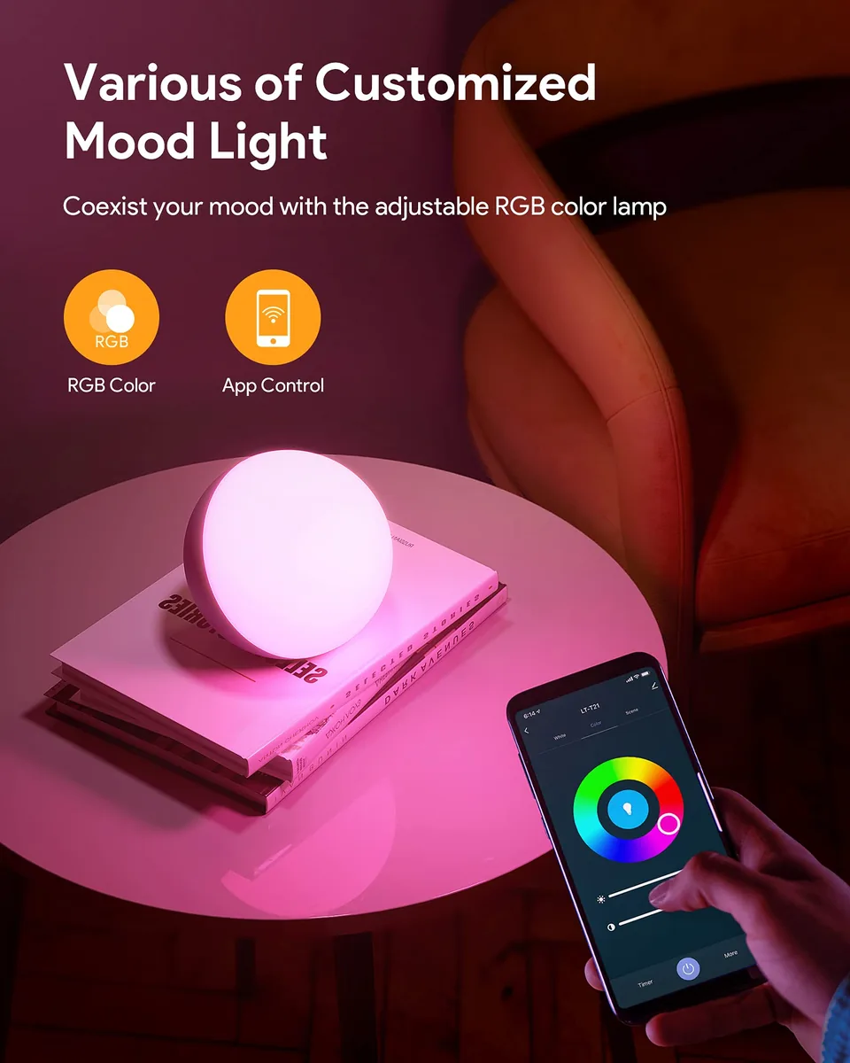 Hifree T21 — lámpara de mesita inteligente RGB con control táctil — imagen 4