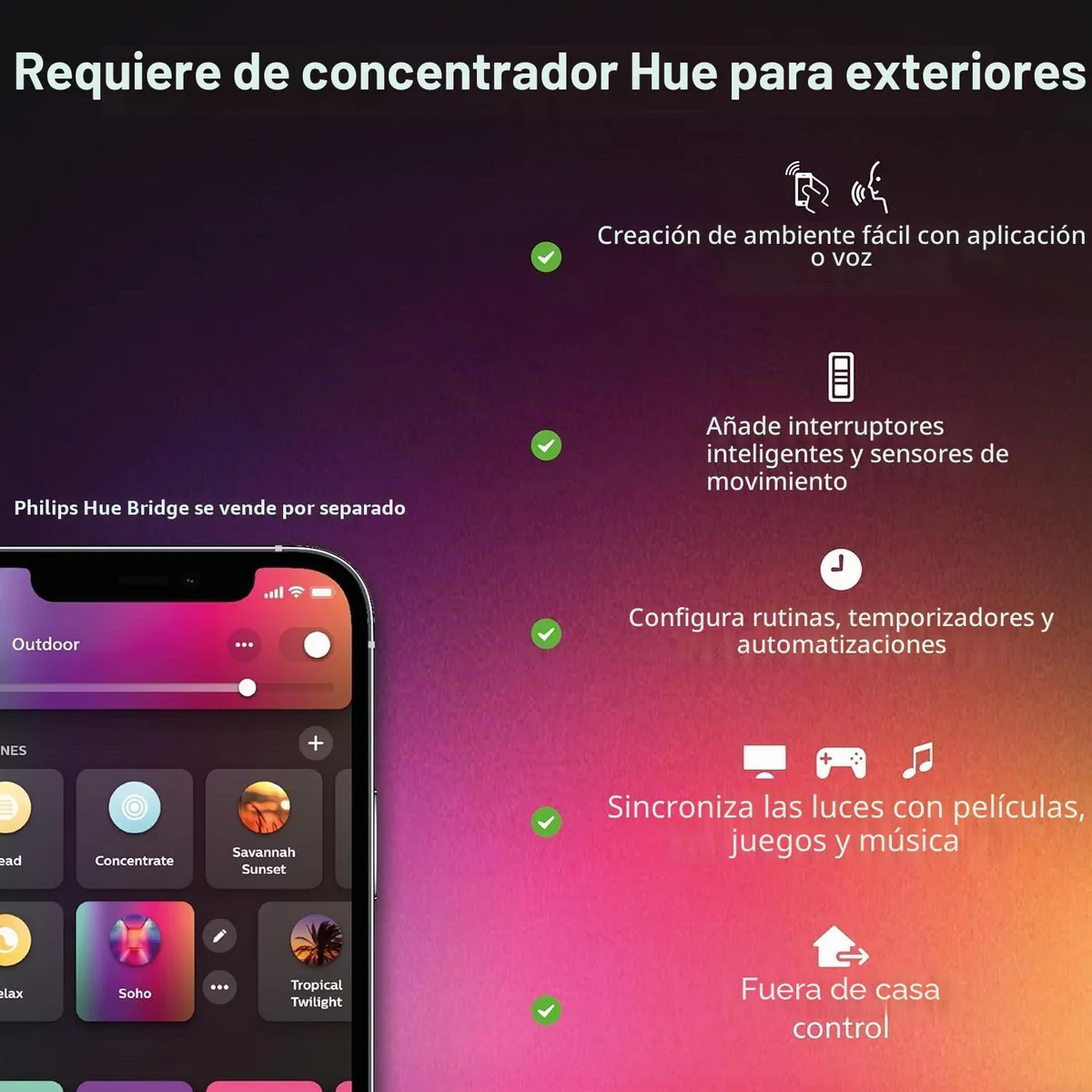 Philips Hue Discover — foco proyector LED de exterior, luz blanca y color — imagen 6