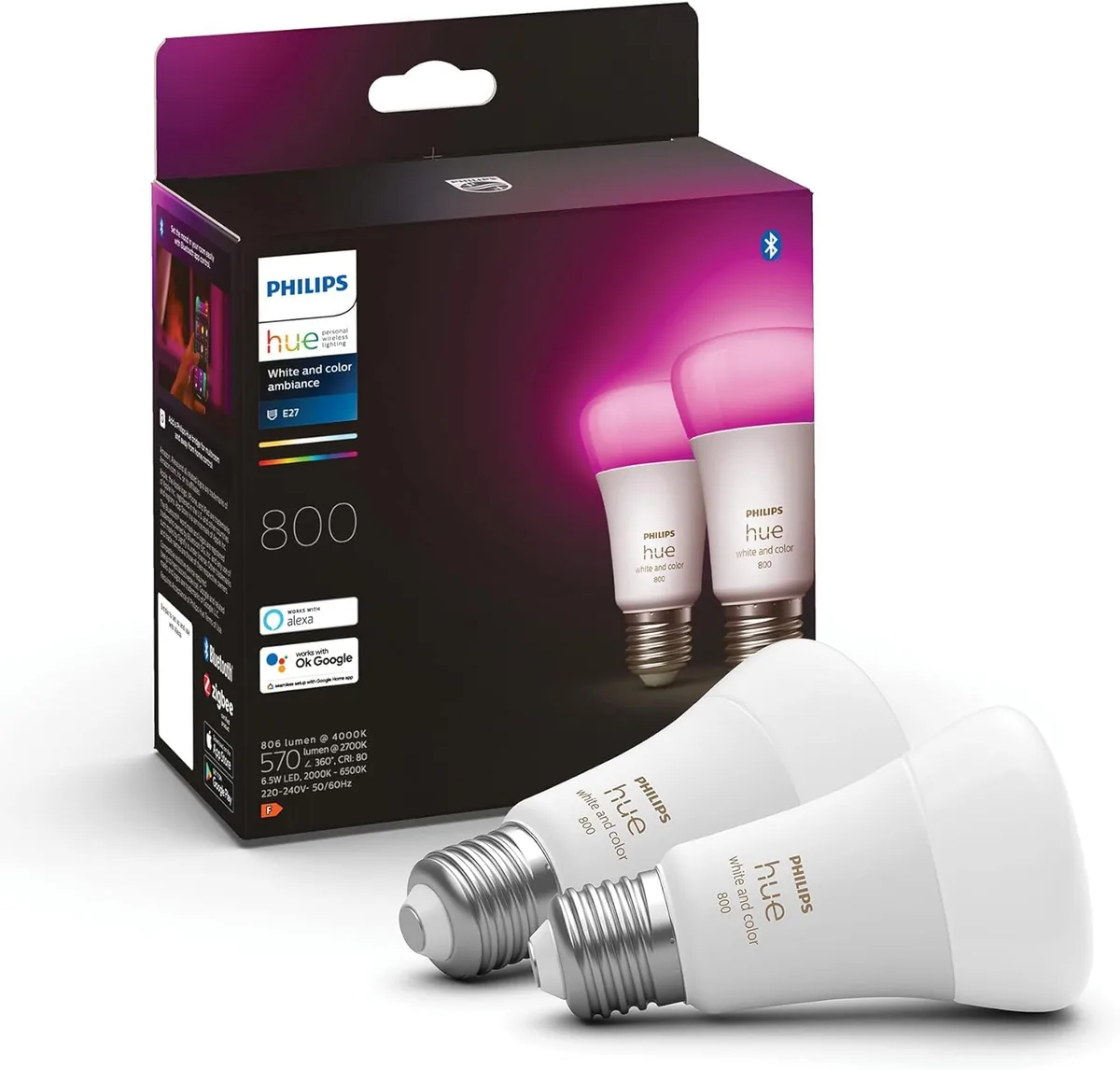 Philips Hue White & Color Ambiance E27 (pack de 2)