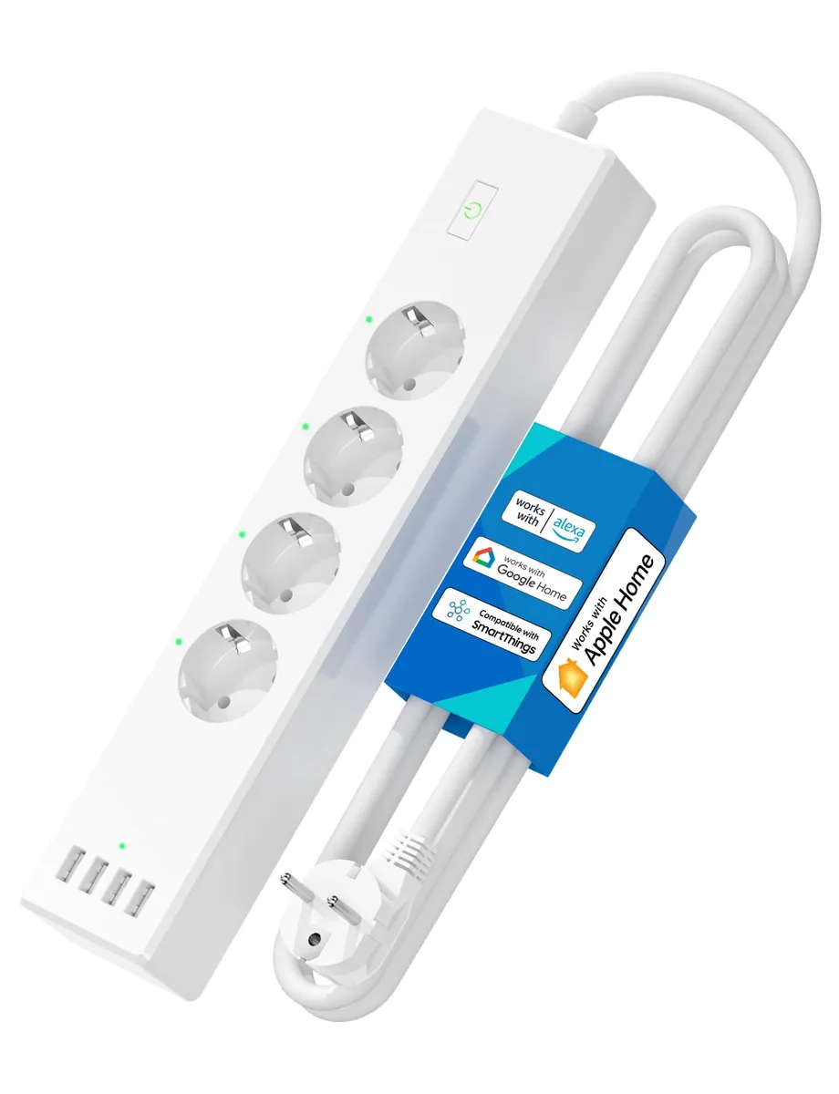 Meross Regleta Inteligente MSS425FHK — regleta WiFi con HomeKit, 4 enchufes y 4 USB