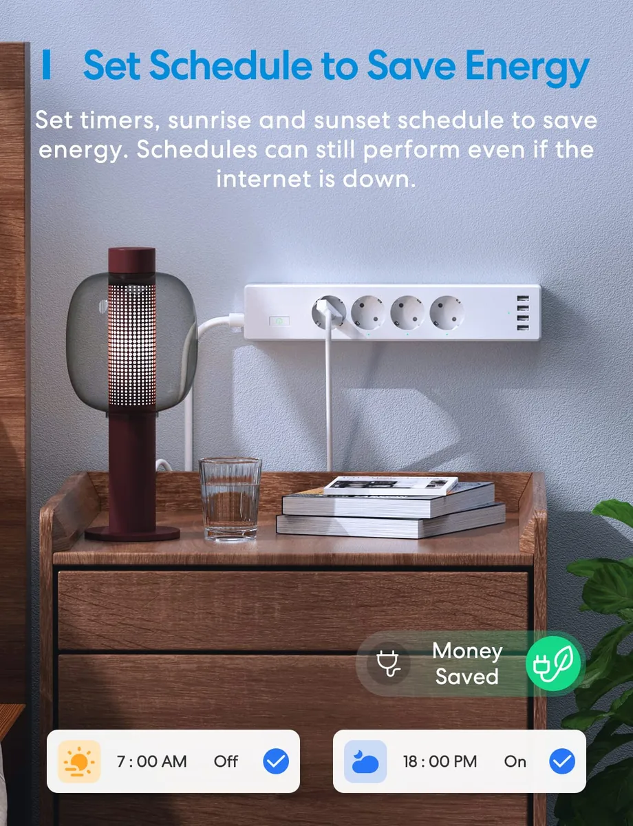Meross Regleta Inteligente MSS425FHK — regleta WiFi con HomeKit, 4 enchufes y 4 USB — imagen 5