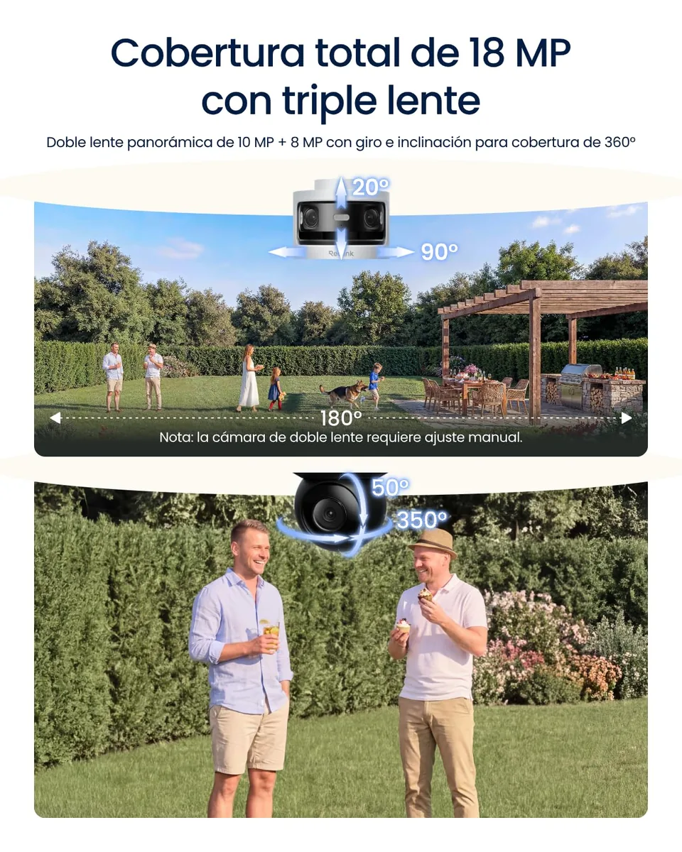 Reolink OMVI 3i WiFi — cámara exterior de triple objetivo con vista 180° + seguimiento 4K — imagen 2