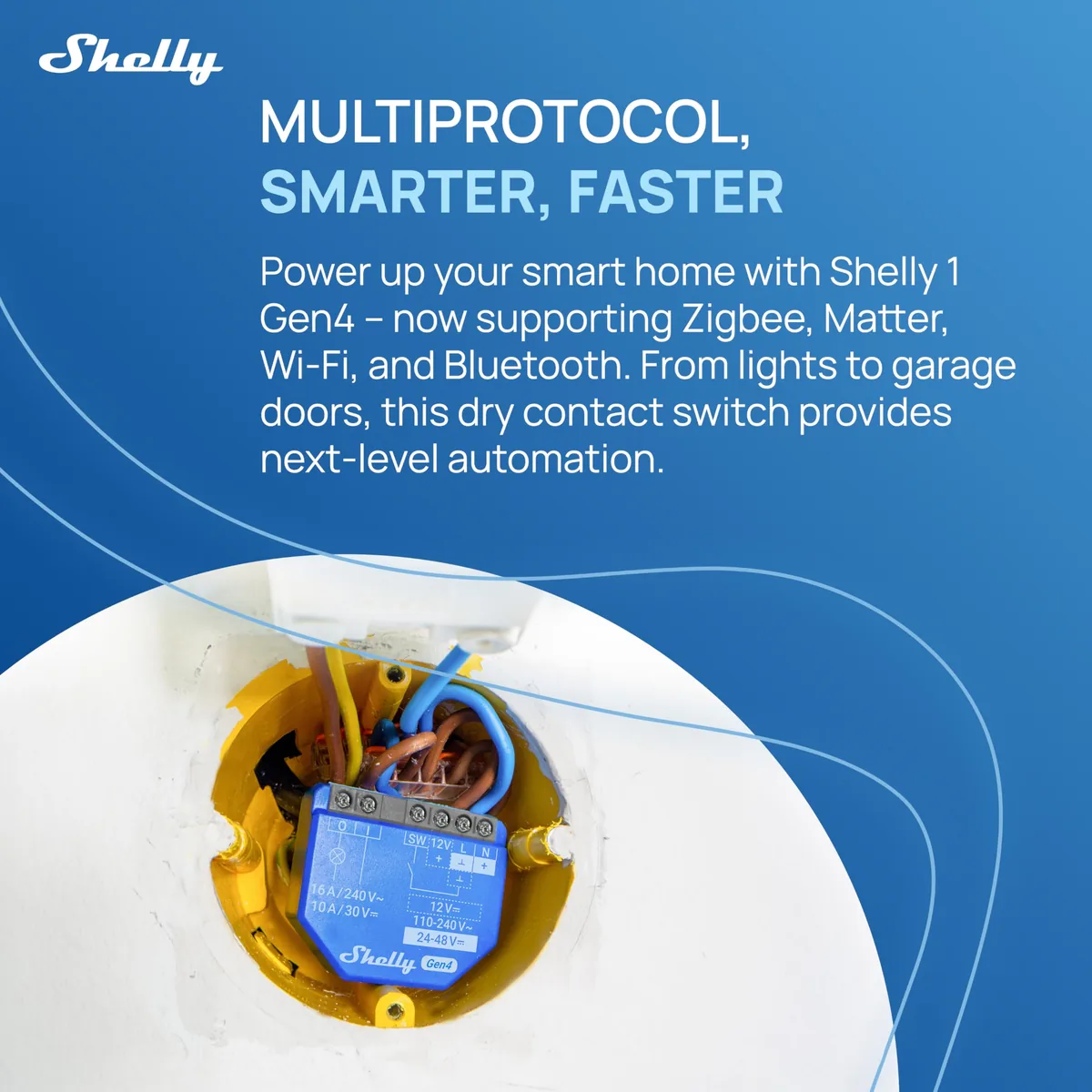 Shelly 1 Gen4 — micromódulo relé con Matter, Zigbee y WiFi, contacto seco 16 A (pack de 2) — imagen 2