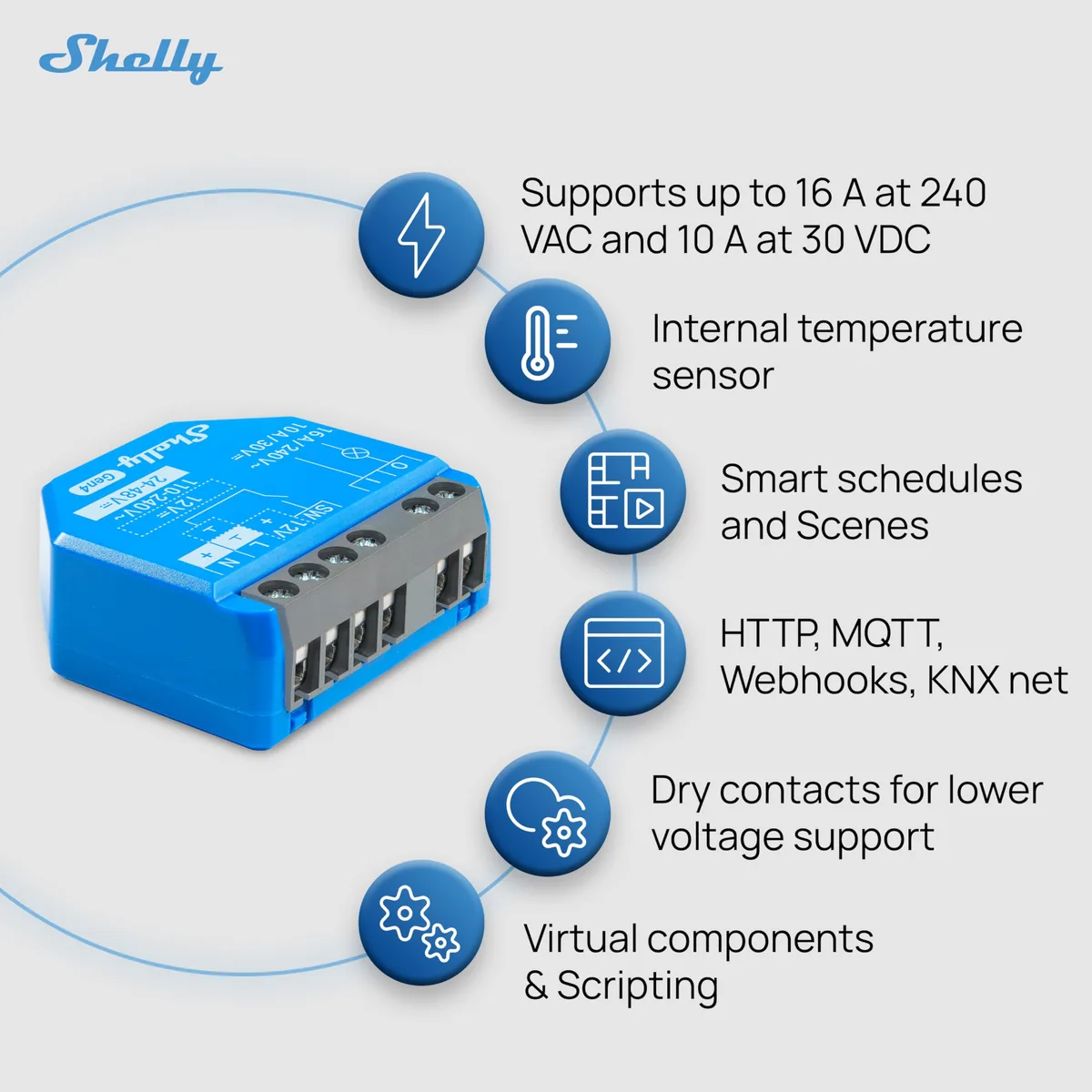 Shelly 1 Gen4 — micromódulo relé con Matter, Zigbee y WiFi, contacto seco 16 A (pack de 2) — imagen 6