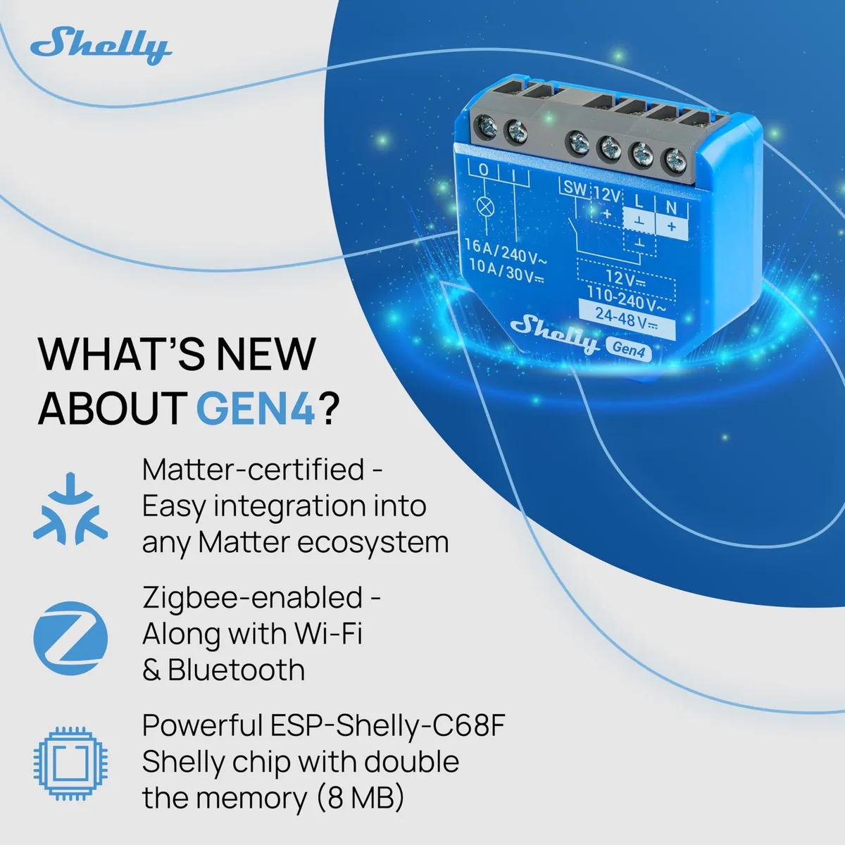 Shelly 1 Gen4 — micromódulo relé con Matter, Zigbee y WiFi, contacto seco 16 A (pack de 2) — imagen 7