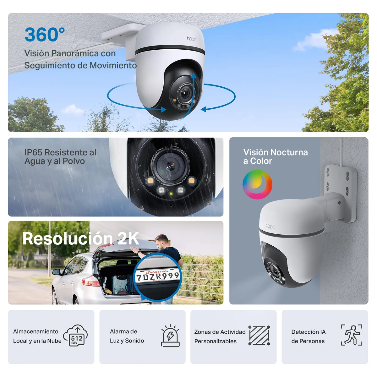 TP-Link Tapo C51A — cámara exterior 2K con giro 360° — imagen 3