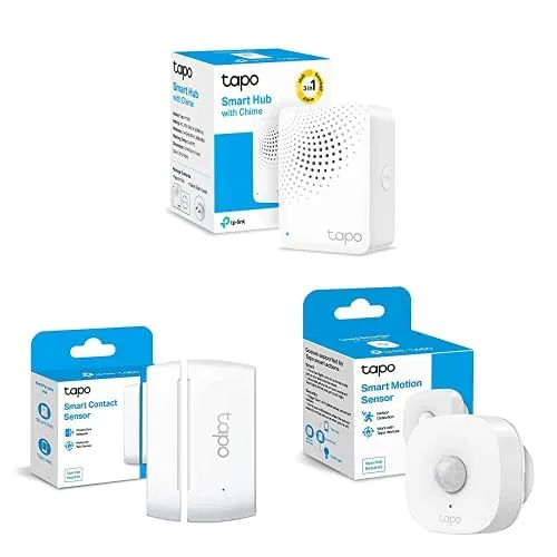 Tapo H100 + T110 + T100 — kit de inicio: hub, sensor de puerta y sensor de movimiento