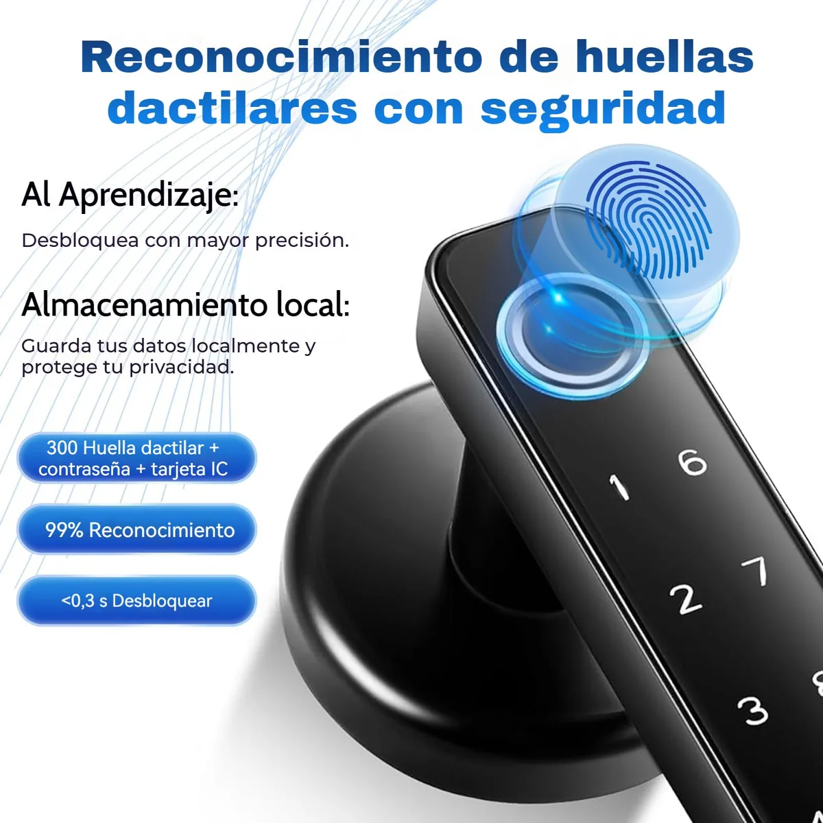 TEKXDD — cerradura de manilla con huella, NFC y código (Tuya, Bluetooth) — imagen 3
