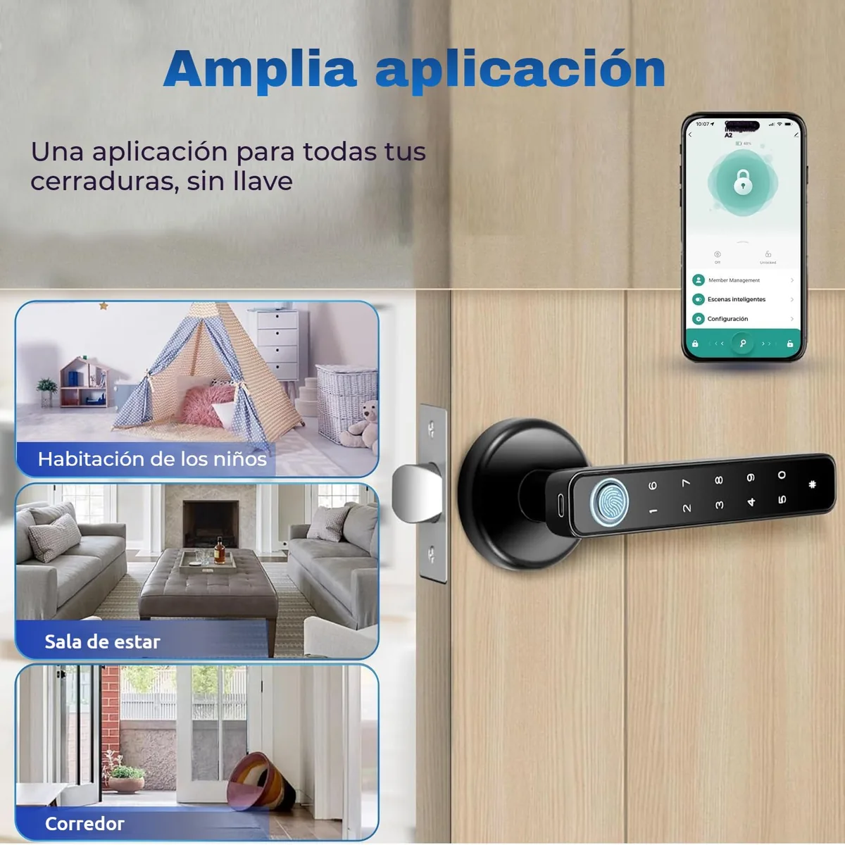 TEKXDD — cerradura de manilla con huella, NFC y código (Tuya, Bluetooth) — imagen 4