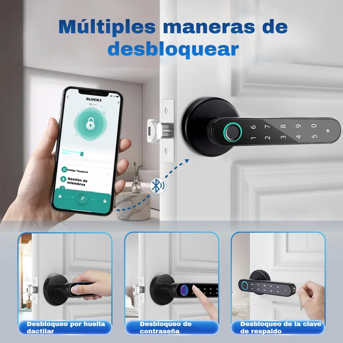 TEKXDD — cerradura de manilla con huella, NFC y código (Tuya, Bluetooth) — imagen 7