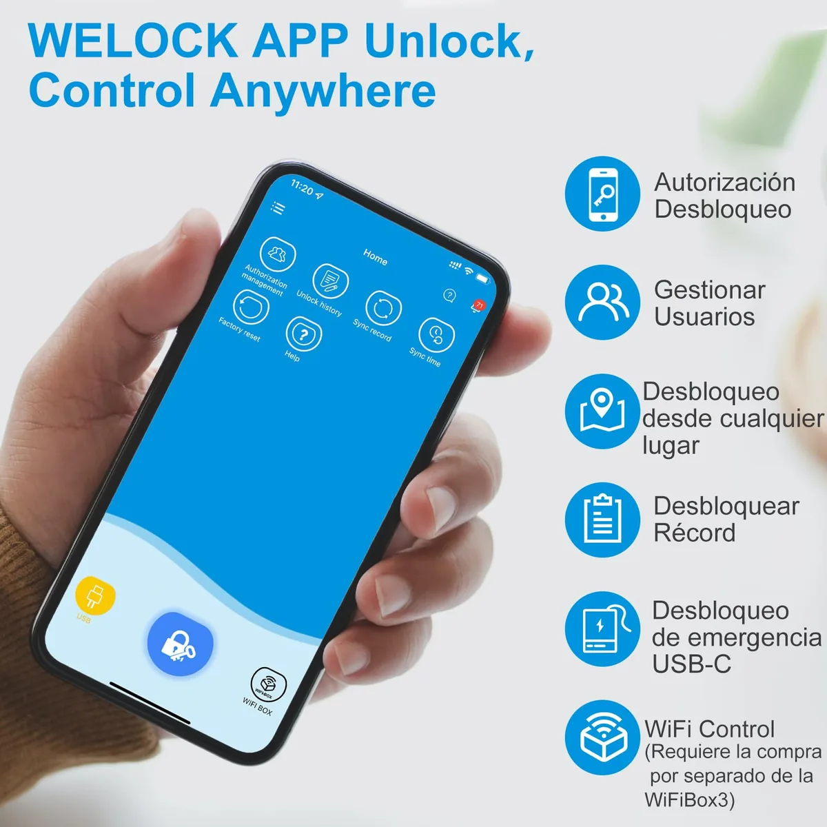 WELOCK ToucA51 — bombín inteligente con huella, código y tarjeta (Bluetooth, WiFi opcional) — imagen 6