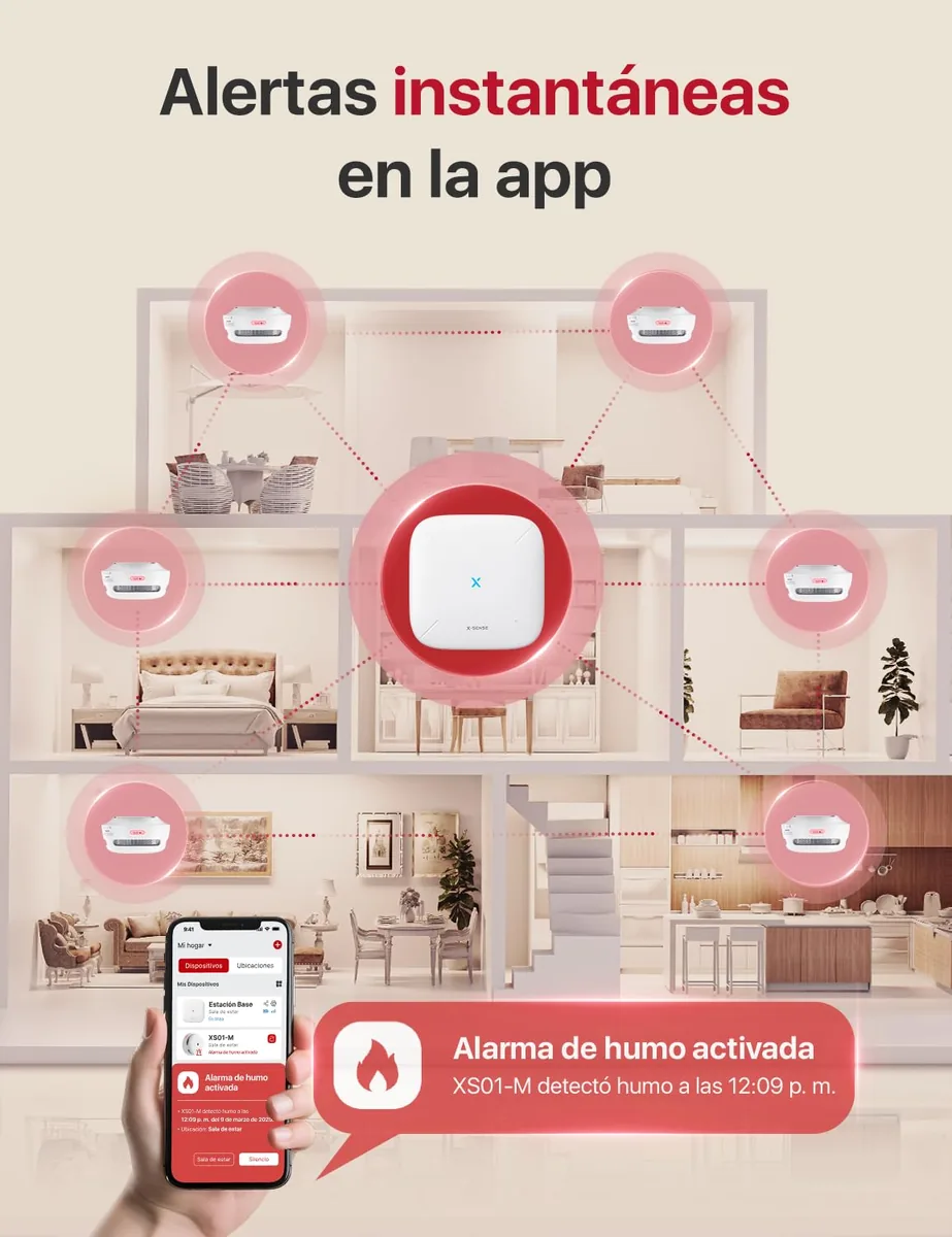 X-Sense FS61 — kit de detectores de humo WiFi interconectados con estación base — imagen 3