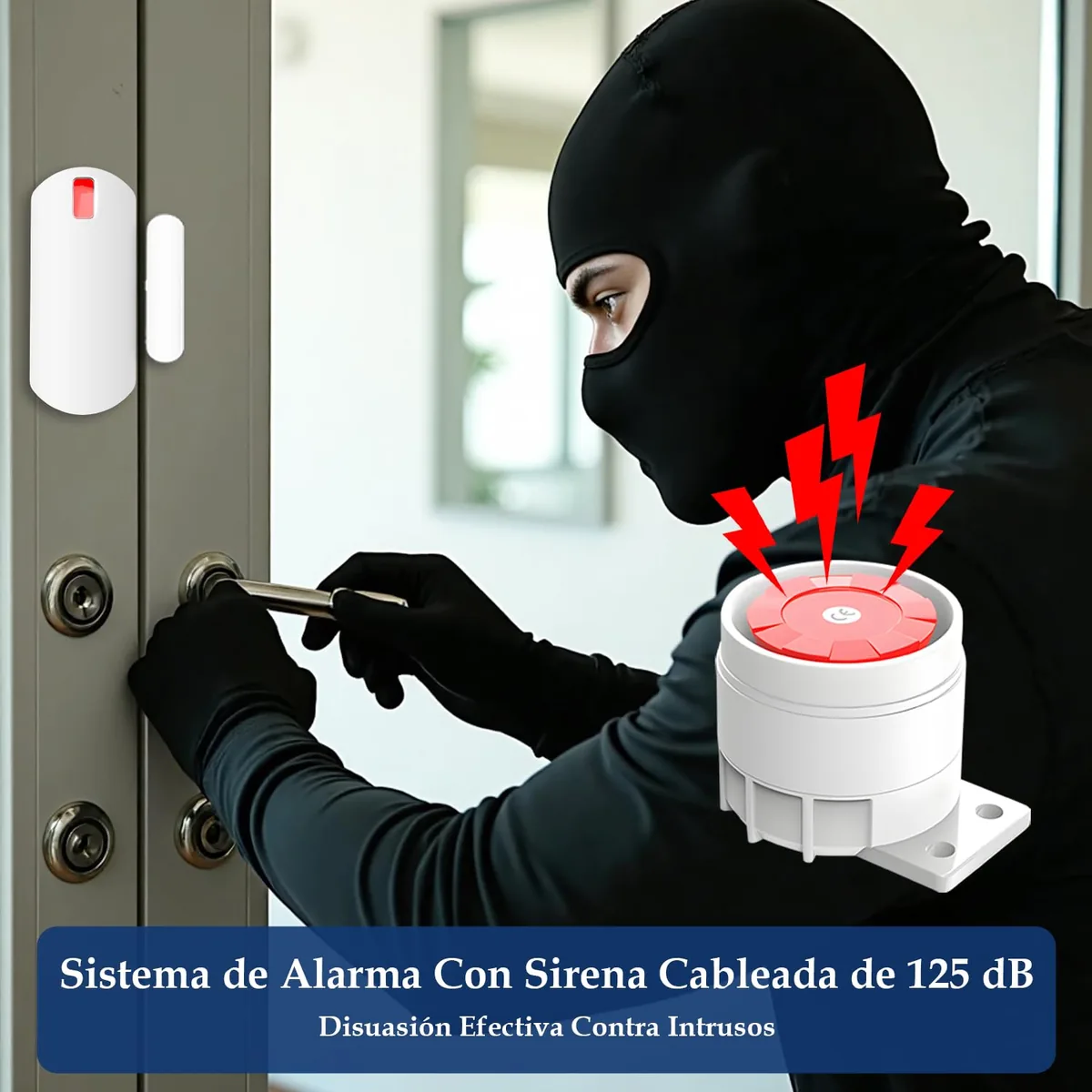 YISEELE — kit de alarma WiFi con central, sirena de 125 dB y 6 sensores — imagen 4