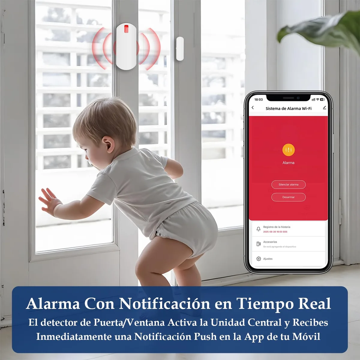 YISEELE — kit de alarma WiFi con central, sirena de 125 dB y 6 sensores — imagen 5